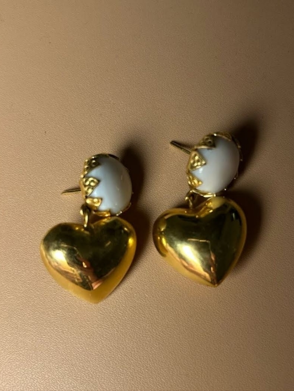 Rachel Comey Gold and White Heart Earrings